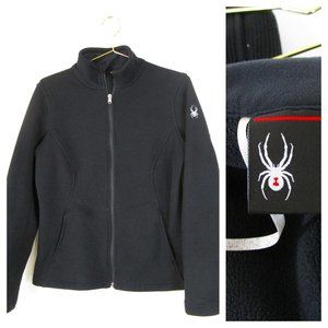 Spyder Womens Solid Black Active Athleisure Full Zip Jacket Size M